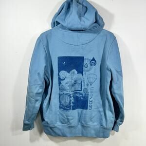 Hot Air Balloon Sweatshirt Hoodie Green Dot Labs Mens M Blue